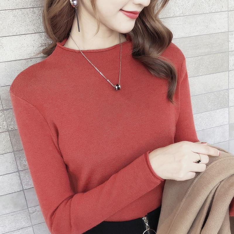 Áo sweater Tay Dài Dáng Ôm Lõi Sợi Bơ Màu Xanh Lá Mùa Thu Phong Cách Mới Dành Cho Bạn Nữ