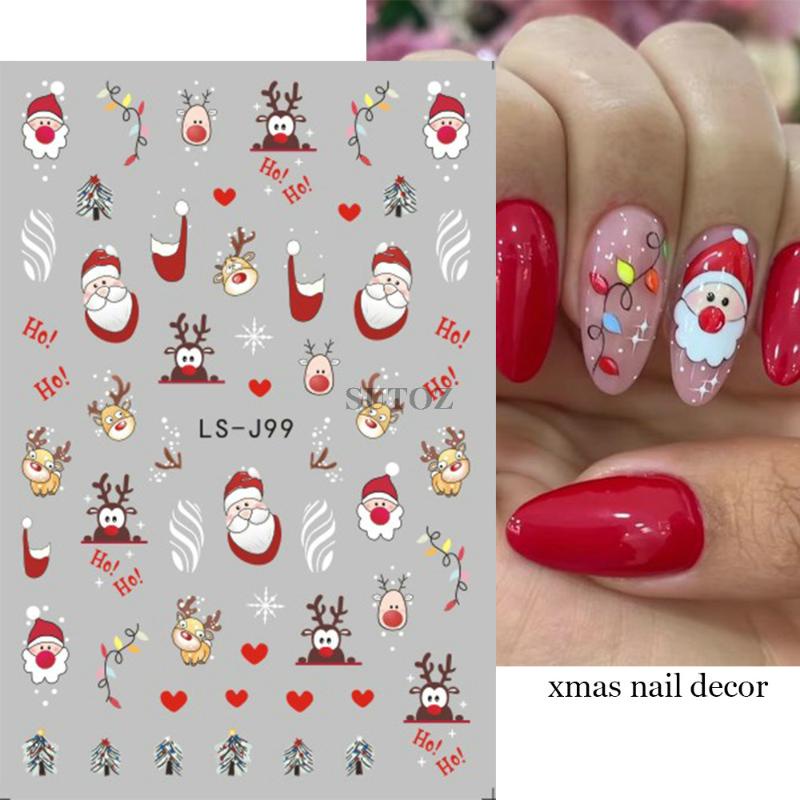 Đề Can Dán Móng Tay Họa Tiết Hoạt Hình Ông Già Noel / Chuông Giáng Sinh 2023 Cho Bé