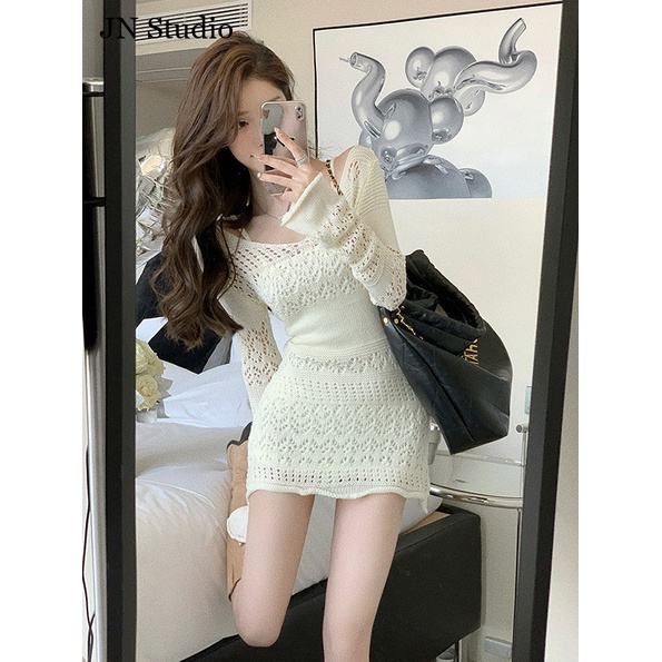 JN Studio Chic váy nữ Đầm Body Cho thời váy Trendy Casual INS Cute WLQ23B099V 45Z231109