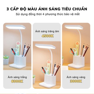 Đèn học chống cận, đèn đọc sách decor để bàn sạc pin cảm ứng 3 chế độ ánh