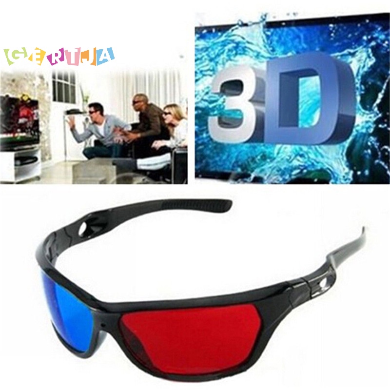 Kính 3d Gọng Đen Đỏ Xanh Dương Dùng Xem Phim tv dvd