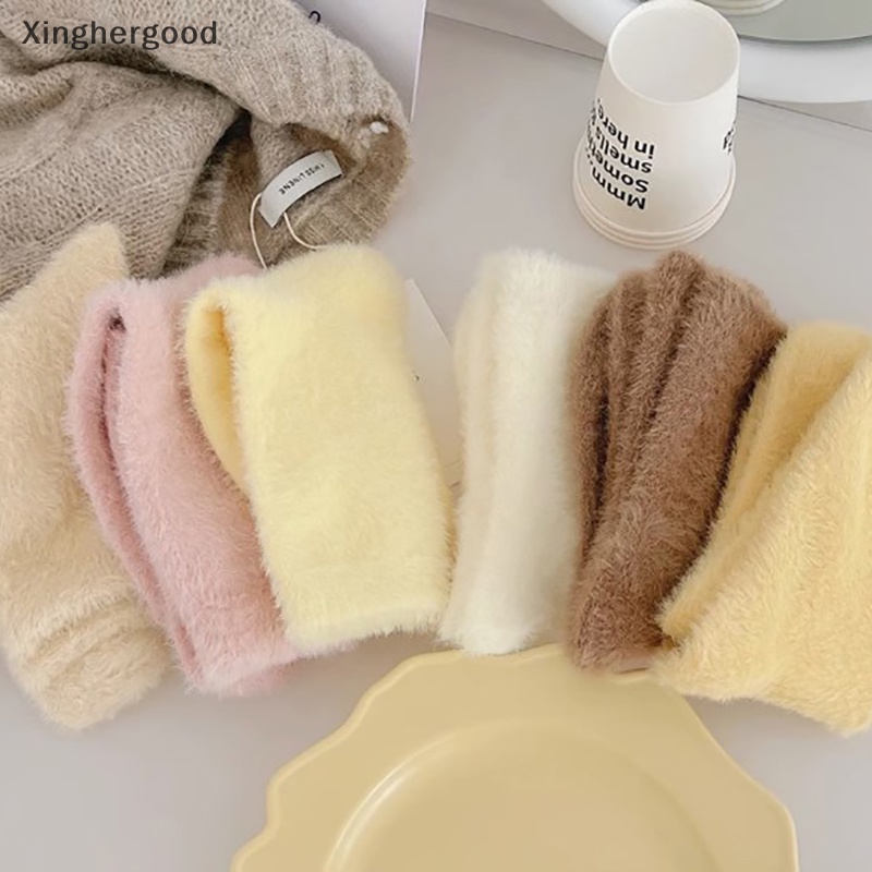 Xinghergood Vớ Lông Cừu San Hô Siêu Mềm Màu Trơn Giữ Ấm Mùa Đông Cho Nữ xhg