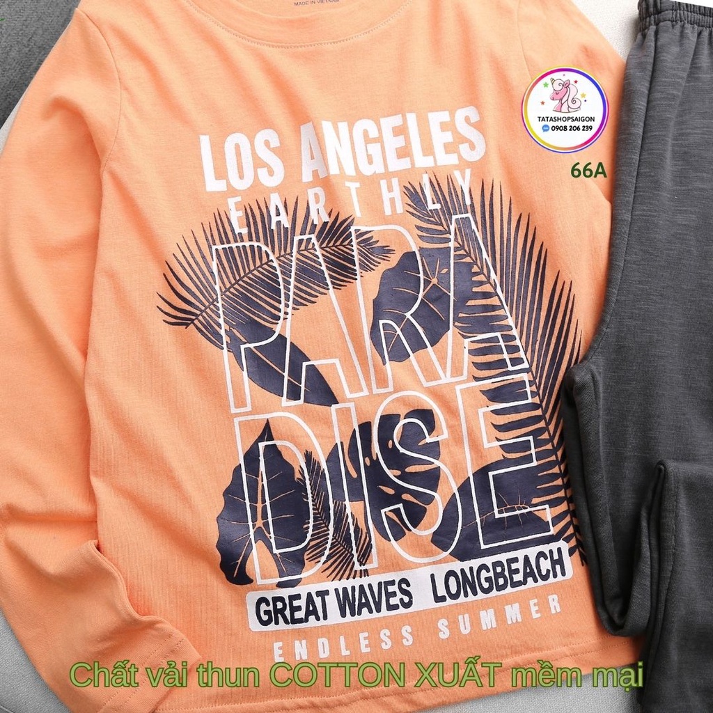 23 đến 48kg - Bộ quần áo dài tay cho bé trai size đại thun cotton xuất mềm mát VNXK 066