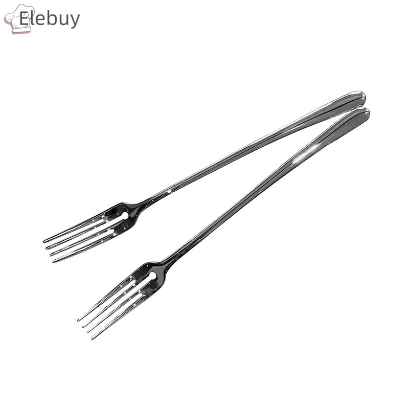 [elebuy] Bộ Nĩa Ăn Tráng Miệng salad Bằng Thép Không Gỉ Tay Cầm Dài Phong Cách Hàn Quốc Cho Nhà Bếp