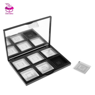 Đen khay rỗng 6 ngăn đựng phấn mắt / phấn má hồng / son môi tiện dụng