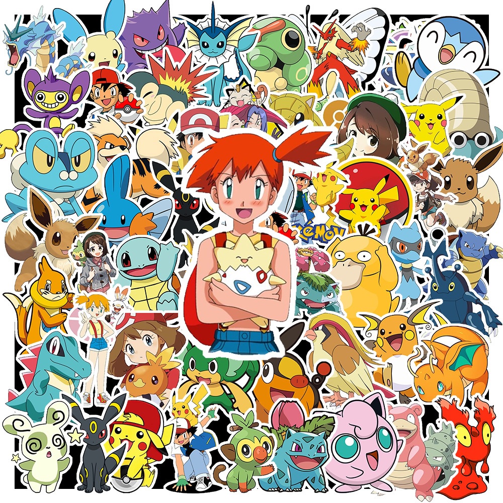 Sticker Chống Nước - 100 Miếng Dán Trang Trí Máy Tính Xách Tay | Xe Máy | Điện Thoại - Hình Pokemon Dễ Thương