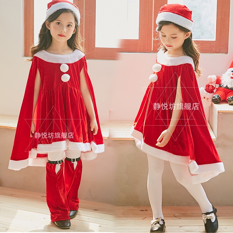 Trang Phục Hóa Trang Ông Già Noel Màu Đỏ / Xanh Lá Kèm Áo Choàng Cho Mẹ Và Bé