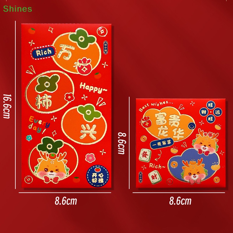 Shines Bộ 6 Bao Lì Xì Hình Rồng Đỏ May Mắn Cho Năm Mới 2024 vn