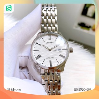 Đồng hồ Nam Citizen Automatic NH8350-59A Size 40mm,Mặt trắng,Lịch thứ ngày-Máy cơ tự động-Dây kim loại thép cao cấp
