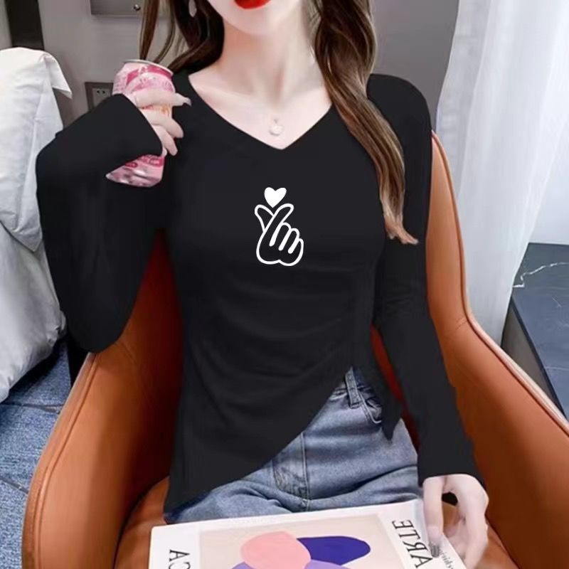 Áo Thun Nữ Tay Dài Cổ Chữ v Thời Trang Quyến Rũ