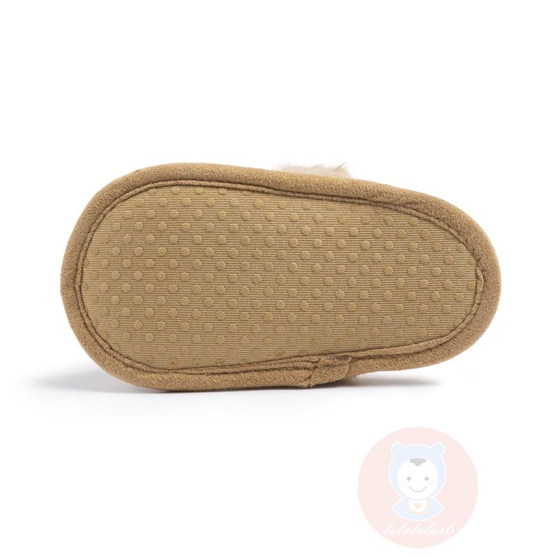 Laa6-giày Đi Bộ Vải Lông Chắp Vá Công Chúa Dễ Thương Dành Cho Bé Gái