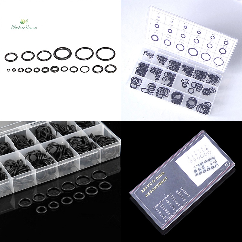 Set 225 Vòng Đệm Cao Su Hình Chữ o Màu Đen Cho Xe Hơi