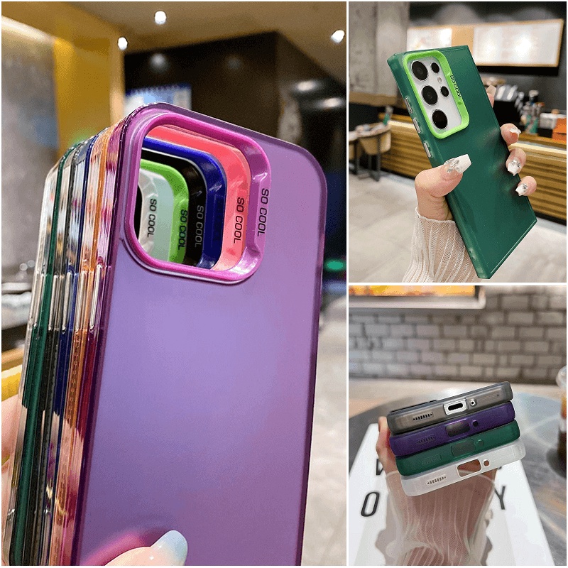 Ốp lưng Matte Laser Samsung Galaxy A54 A34 A24 A14 A73 A53 A52 A52S A23 A13 4G 5G Colored silver Soft Edge Anti-fall Hard Phone Back Case Cover CYD 01