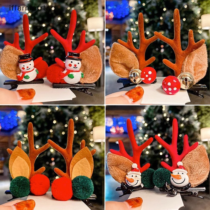 1 Cặp Kẹp Tóc Hình Sừng Hươu Giáng Sinh Dễ Thương Cho Bé Gái