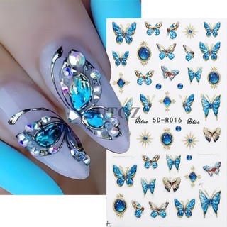 1 Tờ Sticker Dán Móng Hình Bướm 5d Lấp Lánh 5d