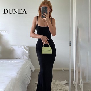 DUNEA Đầm sát nách lưng cao thiết kế dáng dài phong cách trang nhã cho nữ