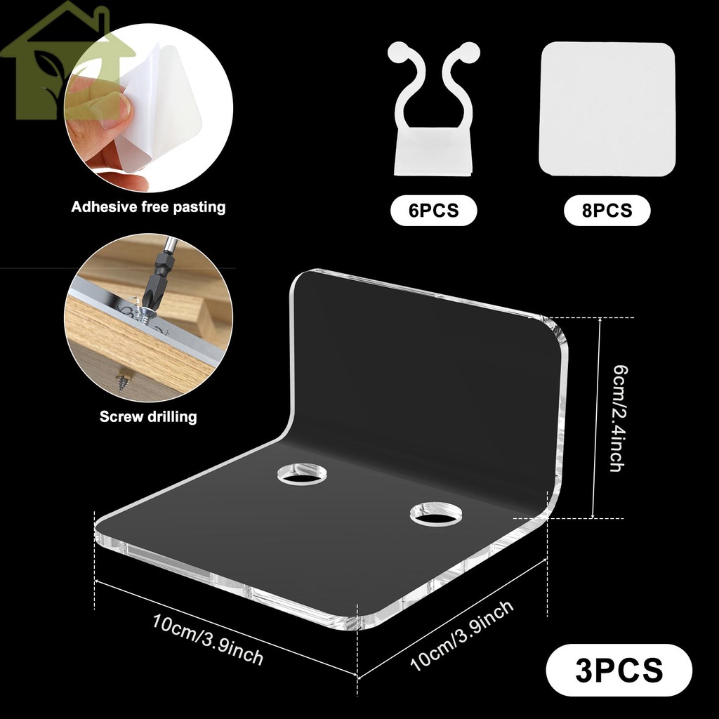 Bộ 3 Giá Đỡ Nổi Bằng acrylic Trong Suốt Kèm Kẹp Dây Cáp shopabc5821