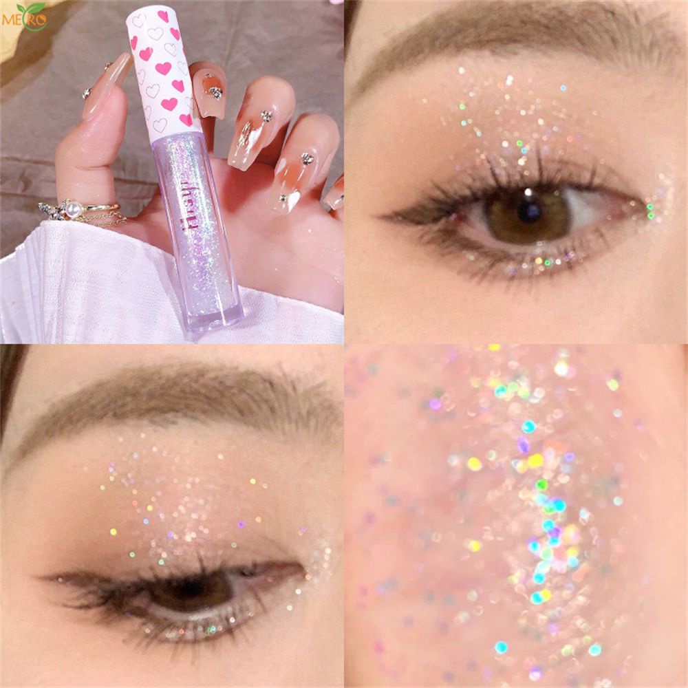 HISYI Highlight Shining Star Liquid Eye Shadow Phim sáng mỏng Sequin lớn Thiết kế đầu cọ độc đáo Ngọc trai Ánh sáng phong phú Màu sắc dễ mang theo Kết cấu mịn metro