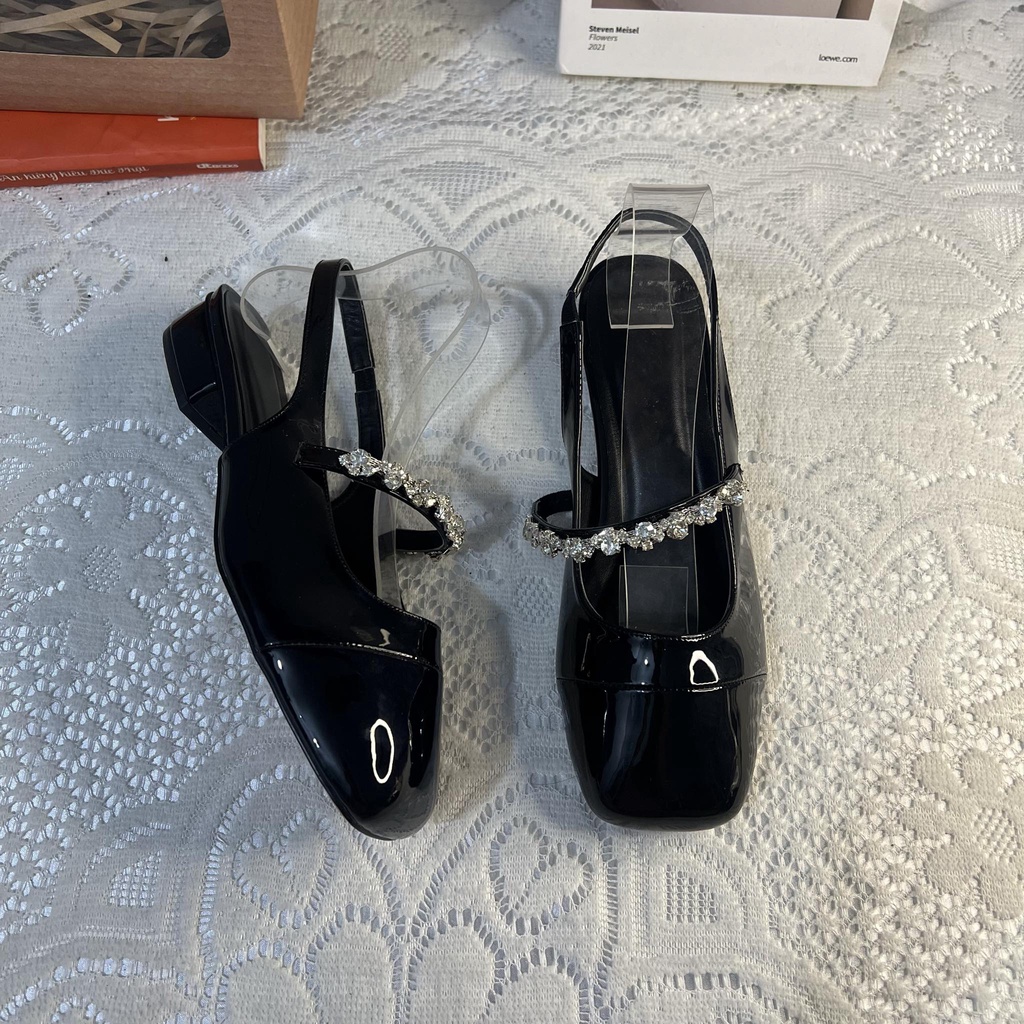 Giày tiểu thư bít mũi vuông bigsize quai đá cao 2 cm size 40-44