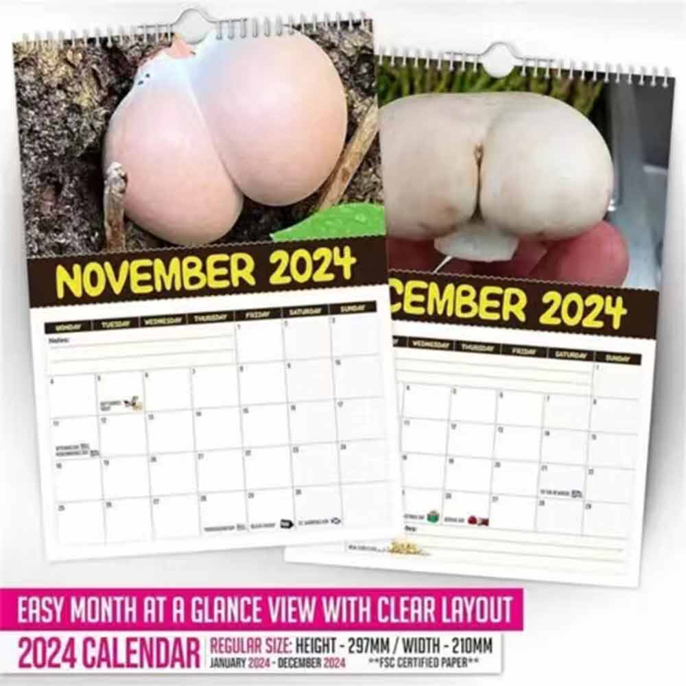 Mushroom Calendar 2024 World's Greatest Mushroom Wall Calendars 2024 Funny Butts Shape Planner Calendar