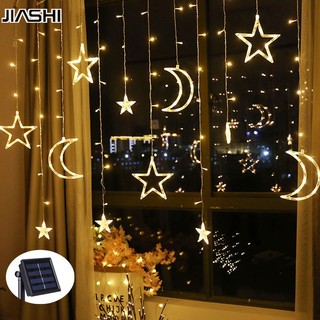 Jiashi rèm led năng lượng mặt trời đèn cắm trại ngoài trời đèn dây trang trí