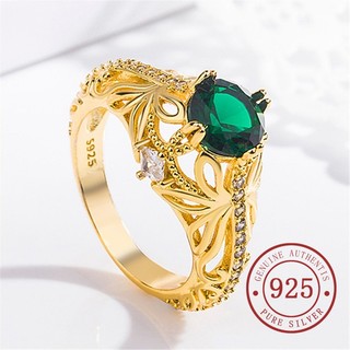 Thời trang nhẫn mạ bạc 925 đính đá zircon sang trọng