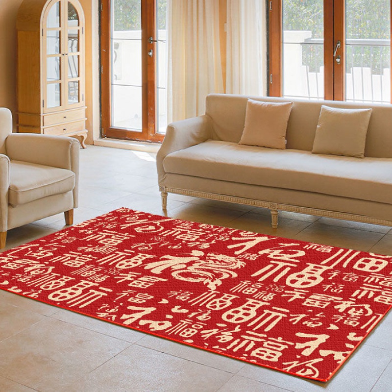 Lối Vào Phong Cách Mới Thảm Trải Sàn Phòng Khách Phòng Ngủ Màu Đỏ Nhân Vật fu Phong Cách Trung Hoa