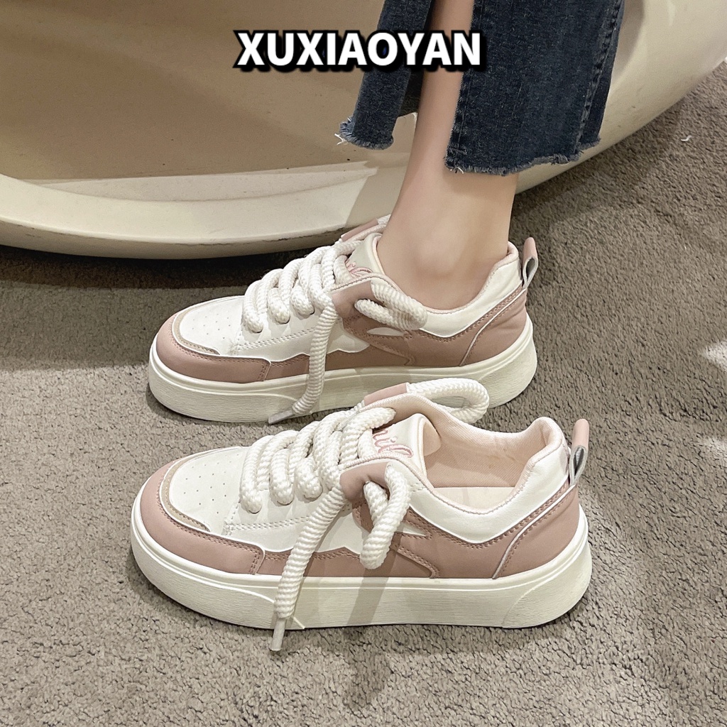 XUXIAOYAN Giày Thể Thao Nữ đáy phẳng Đế Siêu Nhẹ Thoáng Khí Retro Thời Trang Thiết Kế Mới Cho Nữ 33Z080422