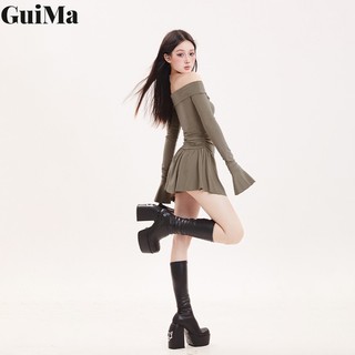 Váy dệt kim nữ, váy một vai nữ nóng bỏng, váy hông ôm eo Y2k, váy xếp ly