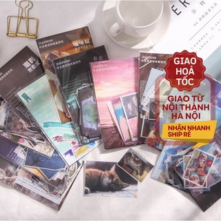 Bộ 40 miếng dán sticker giấy washi in hình ảnh nghệ thuật trang trí sổ tay tạp chí ST178