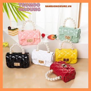 Túi đeo chéo mini quai hạt ngọc bằng nhựa silicon siêu cute