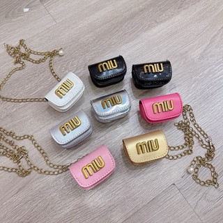 Túi mini đeo chéo, đeo bụng mác Miu vàng nổi phối xích chuông ngọc kiểu dáng nhỏ nhắn cute cho mẹ và bé