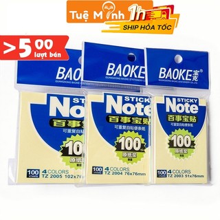 Tập 100 tờ note ghi chú 4 màu pastel Baoke VPPTUEMINH, giấy trang trí màu trơn