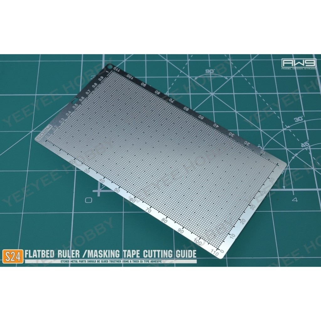 PHỤ KIỆN MOD AW9 - S024 - PHOTO ETCH BẢNG CẮT BĂNG KEO CHE SƠN FLATBED RULER / MASKING TAPE CUTTING 