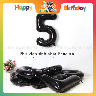 Bóng phao số 40cm đen mừng sinh nhật hpbd