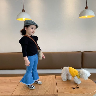 Hàng Có Sẵn Quần Jean Ống Loe Co Giãn Thoải Mái Phong Cách Phương Tây Thời Trang Thu Đông Cho Nữ