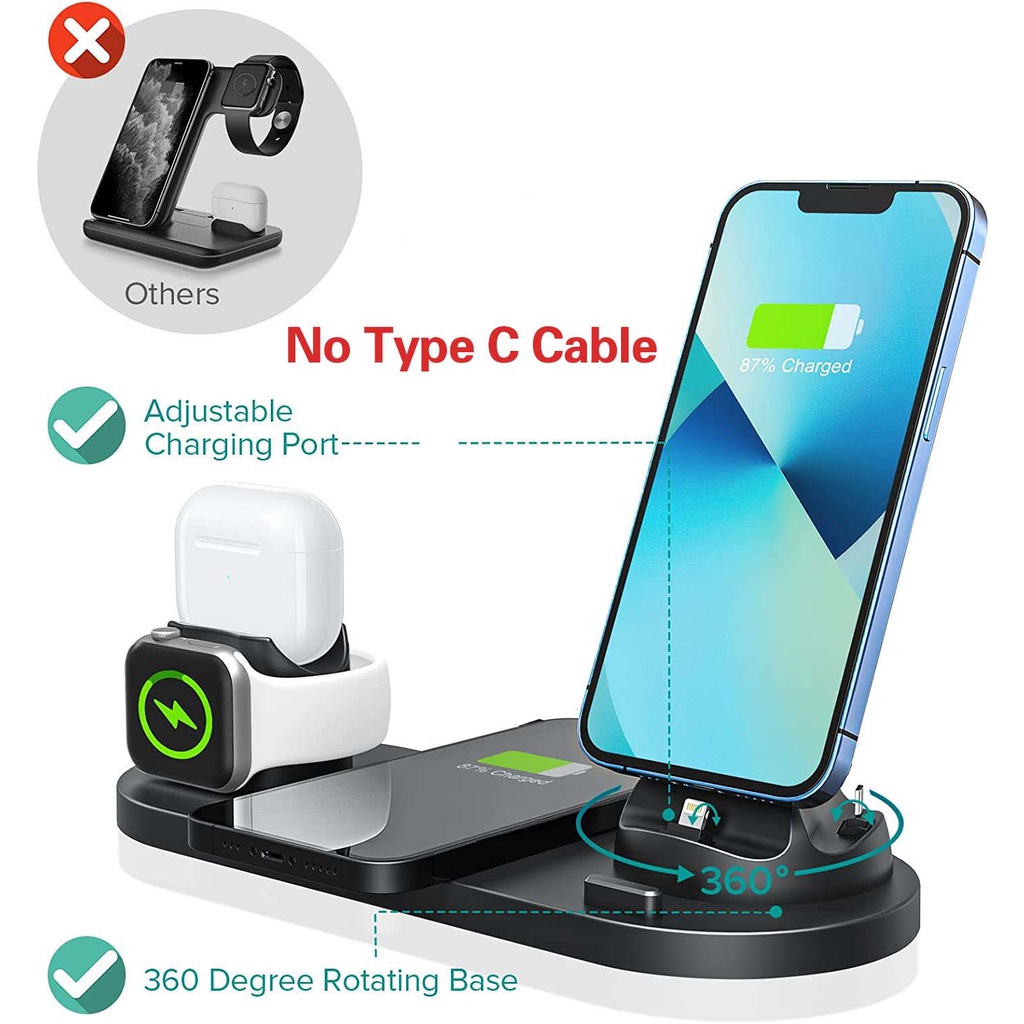 Đế Sạc Nhanh Không Dây 15w 10 Trong 1 Cho iphone 14 13 12 apple watch airpods pro iwatch 8 7 6
