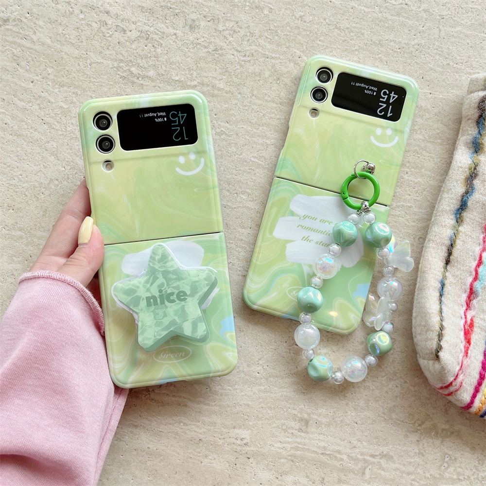 Điện Thoại Bao Da Viền Dẻo Họa Tiết Chữ graffiti Màu Xanh Lá Ngọc Thời Trang Cho samsung galaxy z flip 5 4 3 5g z flip5 zflip3 zflip4 Vỏ