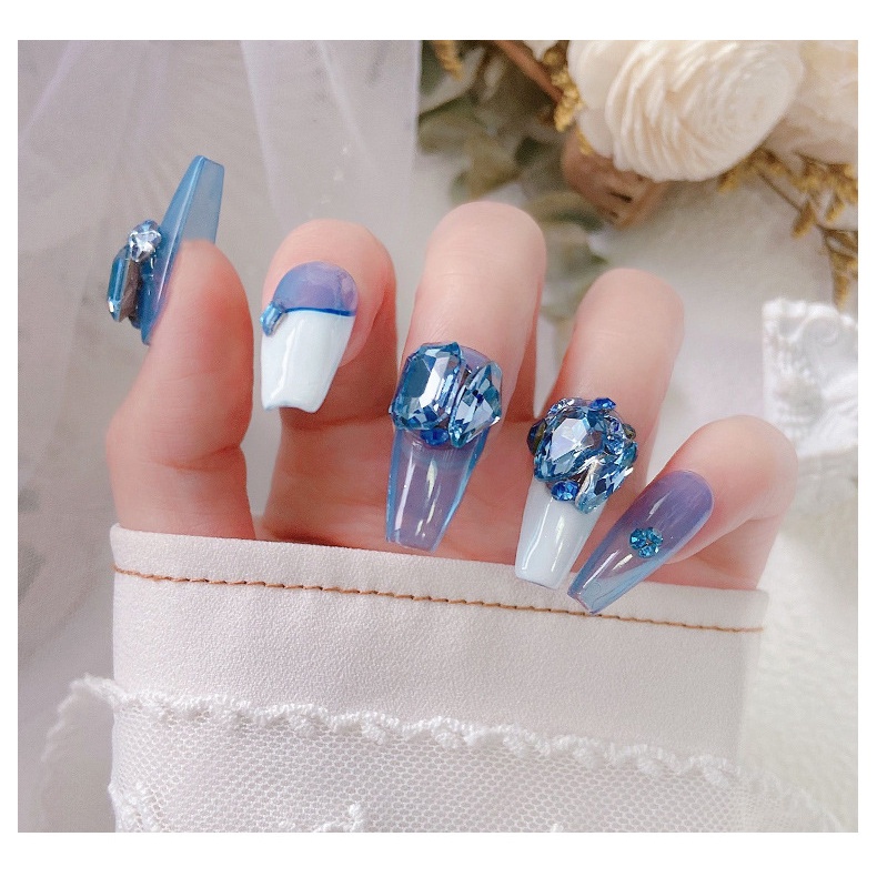 Đá Pha Lê Xanh Lam Nhạt / Hạt Cườm Hình Trái Tim Trang Trí Móng Tay Thanh Lịch