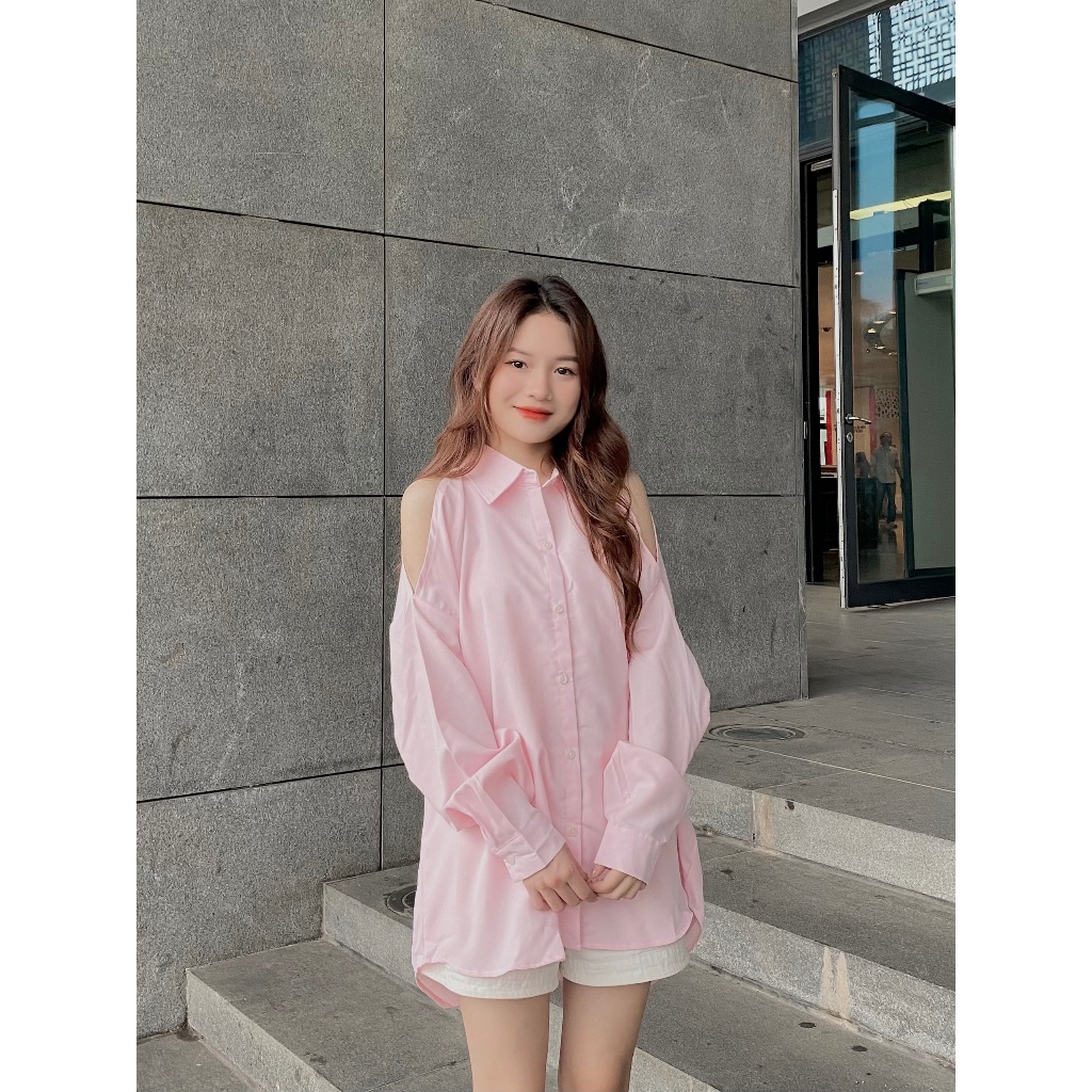 ÁO SƠ MI form rộng khoét vai - . - Aokhoetvai3469_6K3