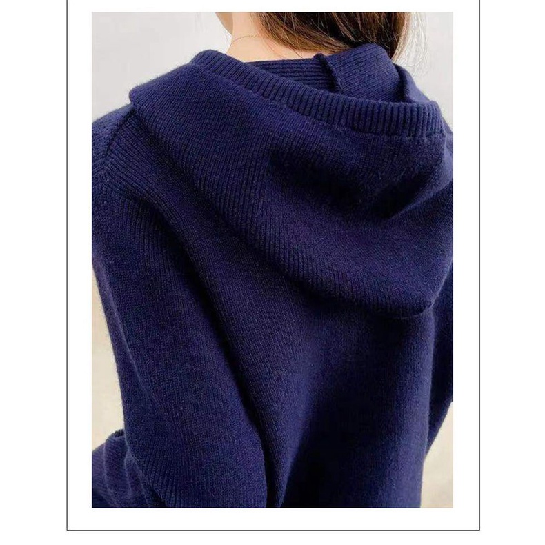 Áo Khoác cardigan Dệt Kim Có Mũ Trùm Màu Sắc Đơn Giản Dễ Phối Đồ