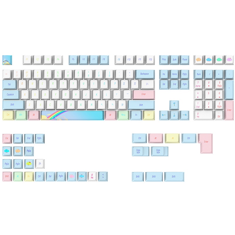 Keycaps bàn phím cơ, keycaps PBT, Dye-sublimation, XDA9.5mm, 133 phím, thích ứng với switch vệ tinh, phù hợp với bàn phím cơ có số phím 61/86/97/98/104/108 ​