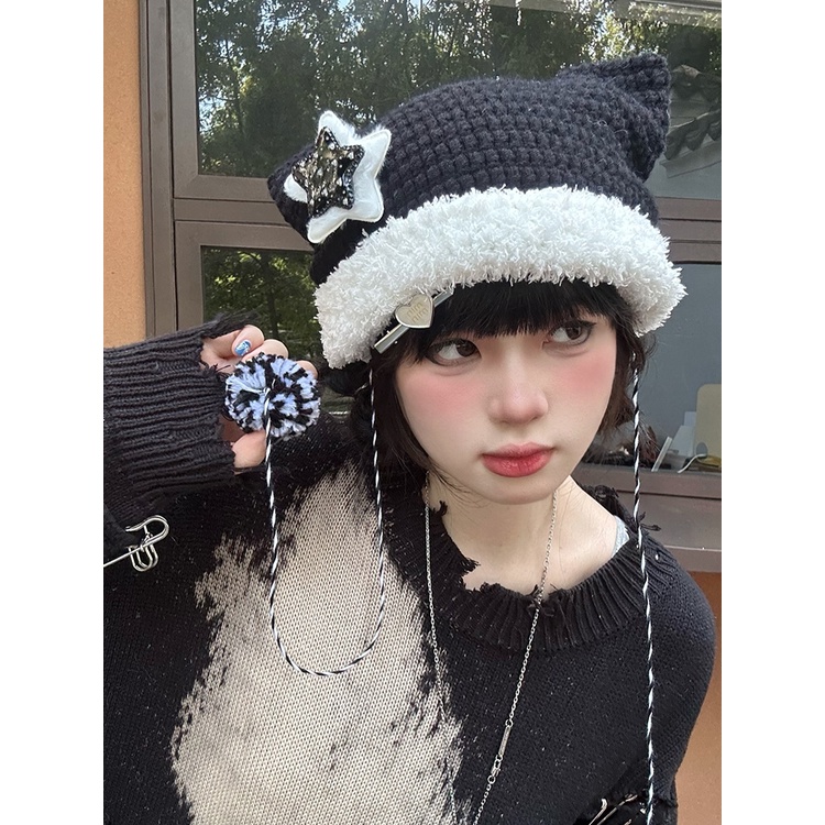 Dễ Thương Mũ Len Dệt Kim Tai Mèo Xinh Xắn Cho Nữ