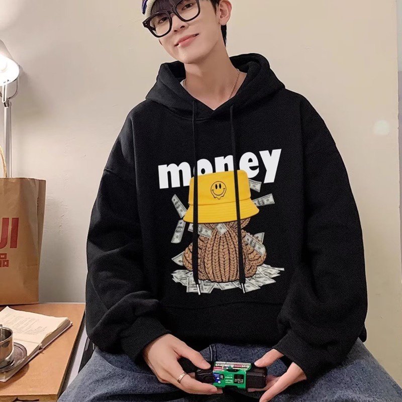 Áo hoodie cotton Nhung Dày Dặn Tay Dài In Họa Tiết Mặt Cười Vui Nhộn Thời Trang Cho Cặp Đôi size m-5xl