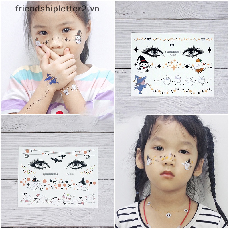 Hình Xăm Dán Mặt Và Mặt Hóa Trang halloween Chống Nước Vui Nhộn Cho Trẻ Em
