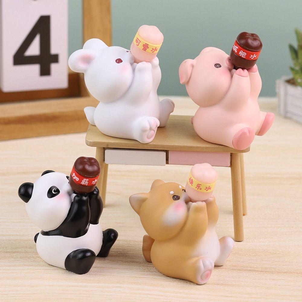 Lanfy Mô Hình Đồ Chơi Động Vật Hoạt Hình Thỏ Heo Gấu Trúc Chó soda diy Trang Trí Xe Hơi