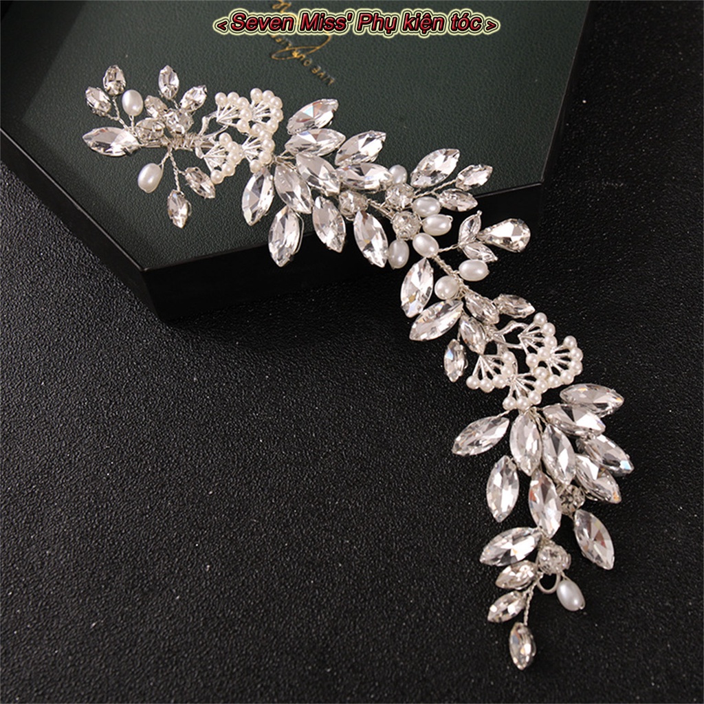 Băng Đô Cài Tóc Đính Đá Ngọc Trai Siêu Bền Sang Trọng Cho Cô Dâu