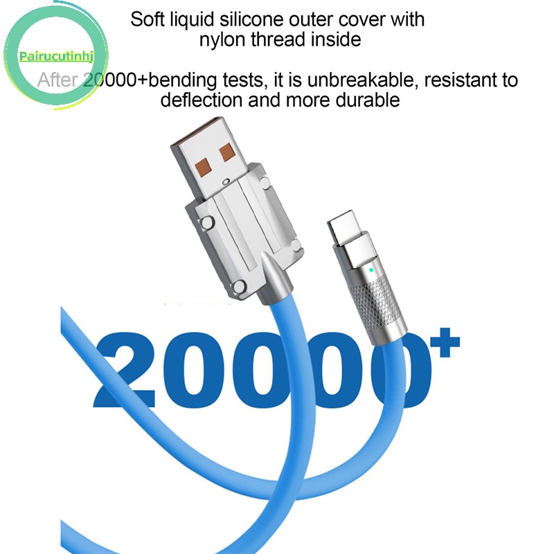 Parucutin Dây Cáp Sạc Nhanh usb Loại c 120w 6a Bằng Silicon Cho xiaomi huawei samsung