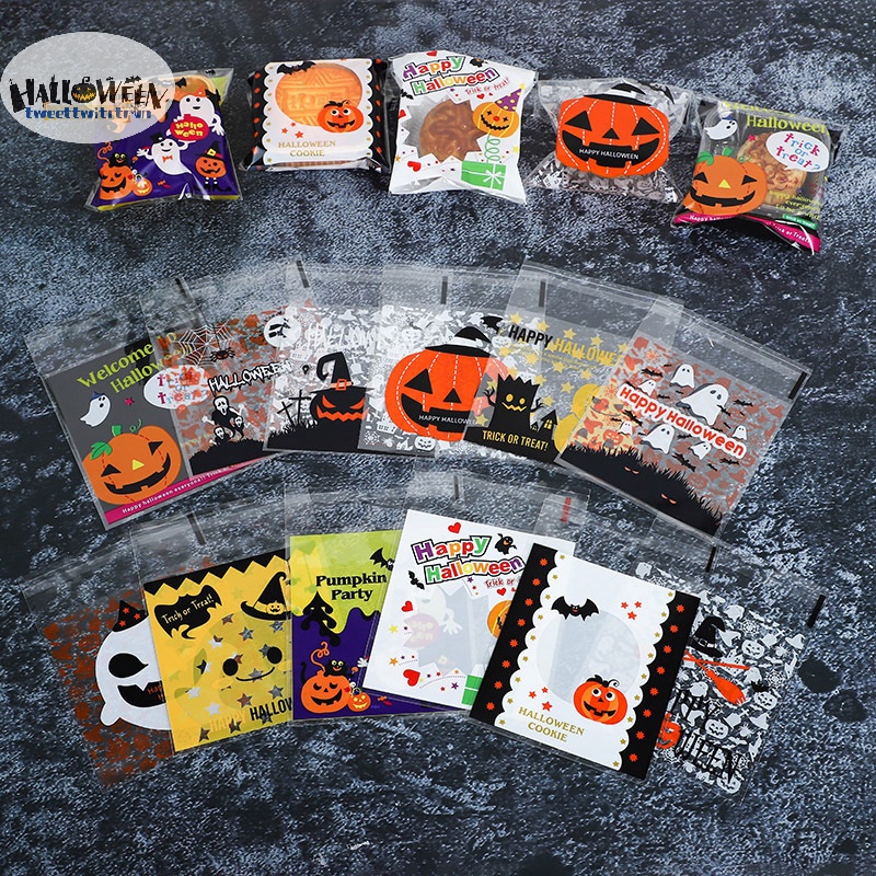 Tri Set 100 Túi Zip Đựng Kẹo / Bánh Quy Trang Trí Tiệc halloween