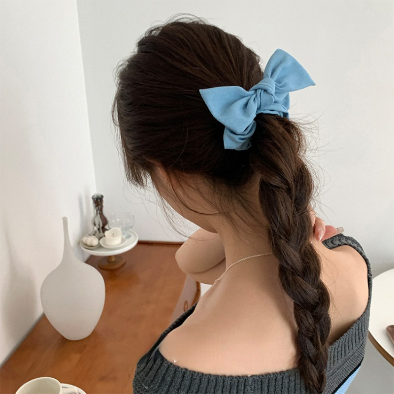 Dây Cột Tóc denim Thắt Nơ Màu Sắc Ngọt Ngào Cho Nữ